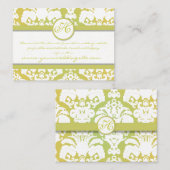 Carte D'accompagnement Lime et jaune Damas Floral Lime Trier (Devant / Derrière)