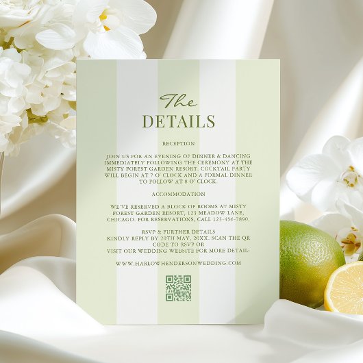 Carte D'accompagnement Lime Green Wedding Details