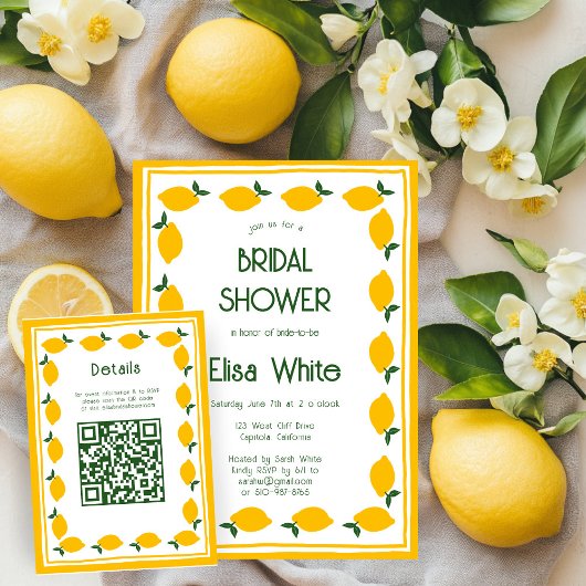 Carte D'accompagnement Limoncello Limonade Mariage personnalisé QR