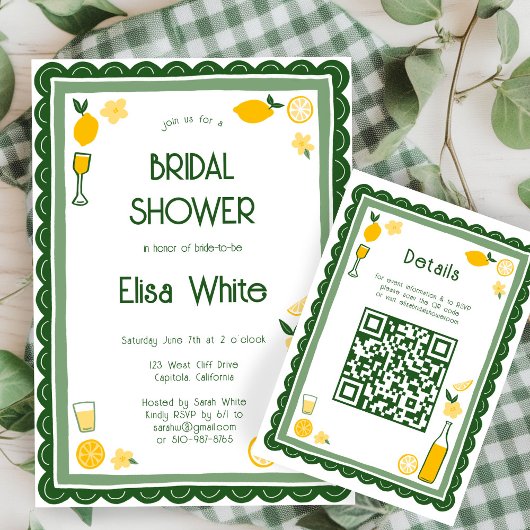 Carte D'accompagnement Limoncello Limonade Mariage personnalisé QR