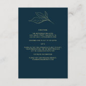 Carte D'accompagnement Line Art Feuille Deep Blue Elegant Wedding Détails (Dos)