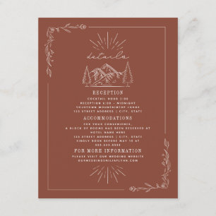 Carte D'accompagnement Line Art Mountains Terracotta Détails du Mariage E
