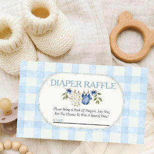 Carte D'accompagnement Linge de bébé lessive au vichy bleu et citron Baby