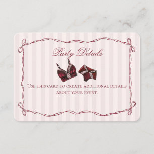 Carte D'accompagnement Lingerie de douche en dentelle rouge de Bourgogne