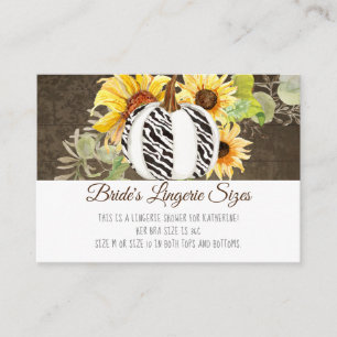 Carte D'accompagnement Lingerie Fête des mariées Zebra Citrouille sur Sun