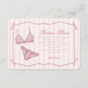 Carte D'accompagnement Lingerie rose pastel, collants de douche s'il vous