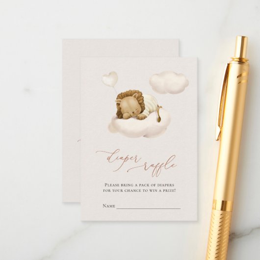 Carte D'accompagnement Lion Baby Cloud Balloon Tickets Raffle (Devant/Arrière en situation)