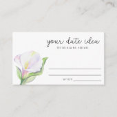 Carte D'accompagnement Lis calla blanc - Idées de soirée en amoureux \ Po (Devant)