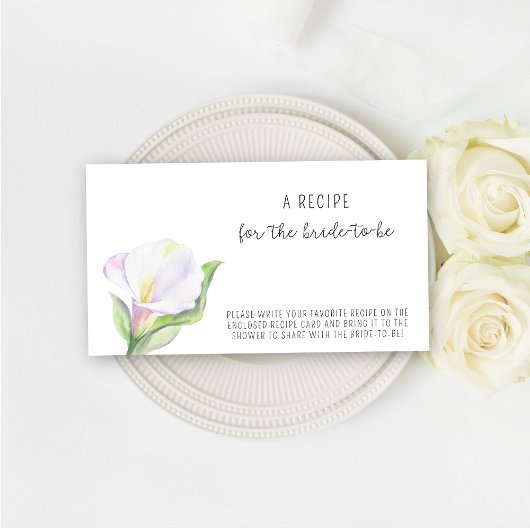 Carte D'accompagnement Lis calla blanc - Recette pour la future mariée