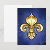 Carte D'accompagnement Lis d'or sur fond bleu (Devant / Derrière)