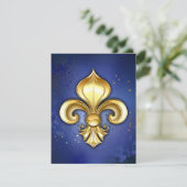 Carte D'accompagnement Lis d'or sur fond bleu (Debout devant)