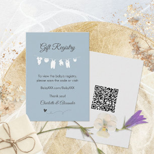 Carte D'accompagnement Liste de cadeaux de baby shower minimaliste bleu p