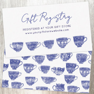 Carte D'accompagnement Liste de cadeaux de Baby Shower Teacup Bleu Vintag