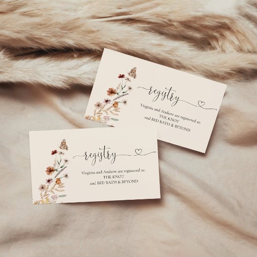 Carte D'accompagnement Liste de mariage Boho Tiny Wildflower
