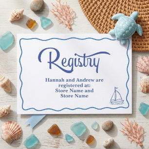 Carte D'accompagnement Liste de mariage cadre bleu nautique