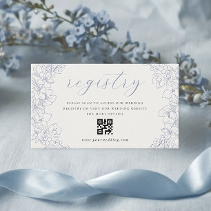 Carte D'accompagnement Liste de mariage Fleurs bleues délicates Code QR d