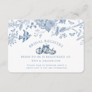 Carte D'accompagnement Liste de mariage florale vintage toile bleue citro