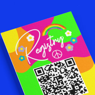 Carte D'accompagnement Liste de mariage funky rétro pour une fête prénupt