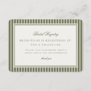 Carte D'accompagnement Liste de mariage Olive Martini Tini un peu plus pr