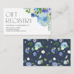 Carte D'accompagnement Liste de naissance Fleurs d'hortensia bleu moderne