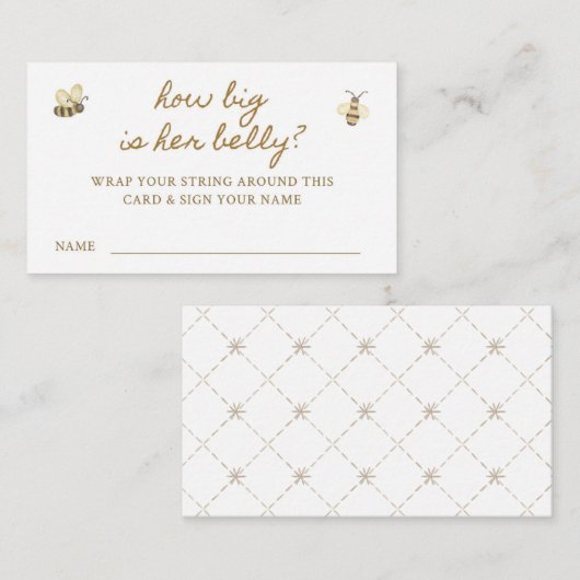 Carte D'accompagnement Little Bee Baby shower Belly Jeu (Devant / Derrière)