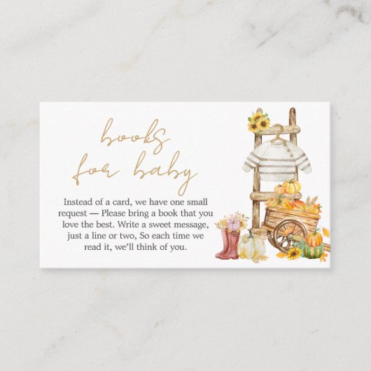 Carte D'accompagnement Little Citrouille Rustic Baby shower Livres pour b (Devant)