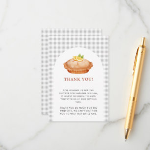 Carte D'accompagnement Little Cutie Pie Grey Check Baby shower Merci