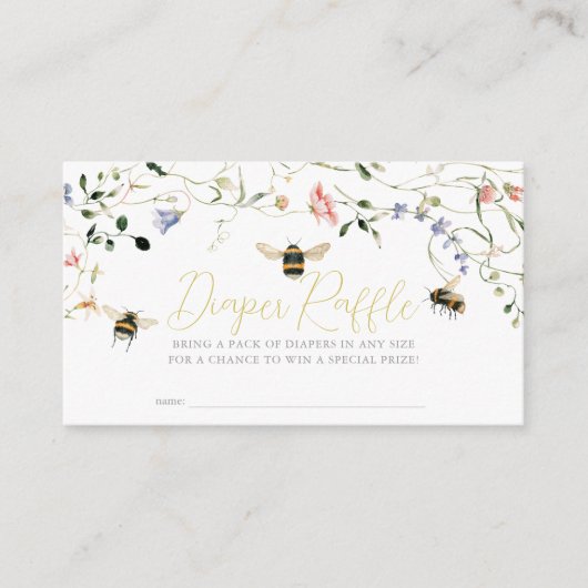 Carte D'accompagnement Little Honey Wildflower Bee Diaper Raffle Ticket (Devant)