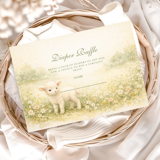 Carte D'accompagnement Little Lamb Wildflower Frame Diapper Raffle