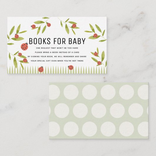 Carte D'accompagnement Little Log Ladybug Livres pour Baby shower (Devant / Derrière)