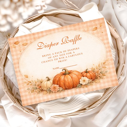 Carte D'accompagnement Little Pumpkin Gingham Fall Diapper Raffle
