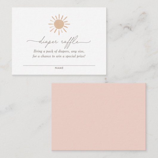 Carte D'accompagnement Little Ray of Sunshine Baby shower Déchets Raffle (Devant / Derrière)