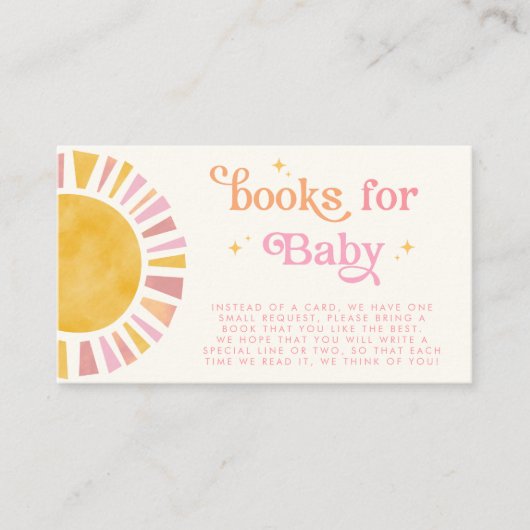 Carte D'accompagnement Little Ray of Sunshine Boho Retro Livres pour bébé (Devant)