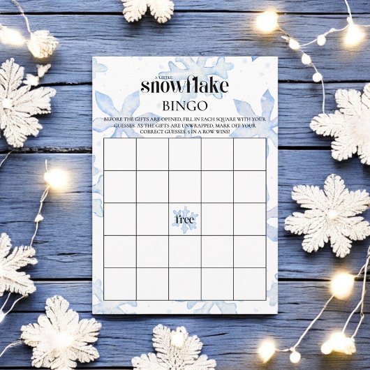 Carte D'accompagnement Little Snowflake Baby shower d'hiver Jeu de Bingo