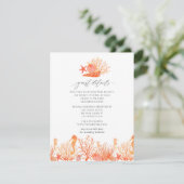 Carte D'accompagnement Living Coral Beach Wedding Détails de l'invité (Debout devant)