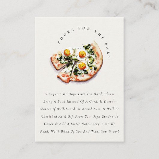 Carte D'accompagnement Livraison Spéciale Livres De Pizza Pour Baby showe (Devant)