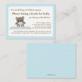 Carte D'accompagnement Livre Baby shower bleu Teddy Insérer une demande (Devant / Derrière)