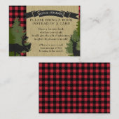 Carte D'accompagnement Livre Bois Baby shower Lumberjack Plaid Deer Moose (Devant / Derrière)