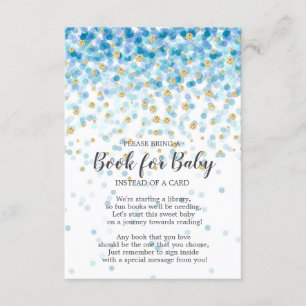Carte D'accompagnement Livre de Baby shower Blue Gold Confetti pour bébé