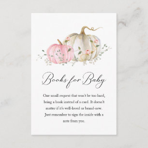 Carte D'accompagnement Livre de Baby shower Citrouille rose pour le boîti