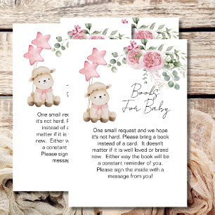 Carte D'accompagnement Livre de baby shower doux petit agneau rose roses