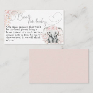 Carte D'accompagnement Livre de Baby shower Elephant Rose Flower Boho