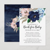 Carte D'accompagnement Livre de Baby shower floral Marine & Blush pour bé (Devant / Derrière)