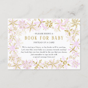 Carte D'accompagnement Livre de Baby shower Pink Gold Snowflake pour Baby