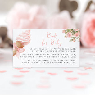 Carte D'accompagnement Livre de crème glacée rose été pour bébé fille Dou