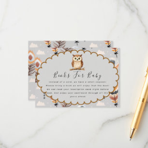 Carte D'accompagnement livre de Woodland Owl Brun Chevron aquarelle 