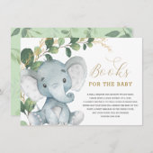 Carte D'accompagnement Livre d'éléphant d'or de verdure neutre pour bébé (Devant / Derrière)