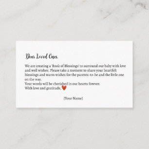 Carte D'accompagnement Livre des Bénédictions Baby shower de l'ours en pe