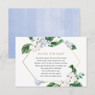 Carte D'accompagnement Livre d'or bleu blanc fleuri pour bébé garçon