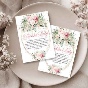 Carte D'accompagnement Livre élégant de baby shower boho rose poudré flor